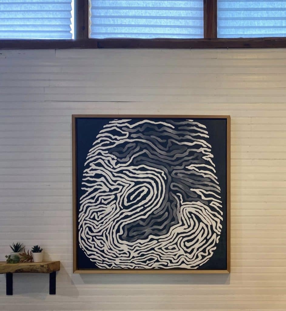 Artwork by Anne custom painting to look like a human fingerprint