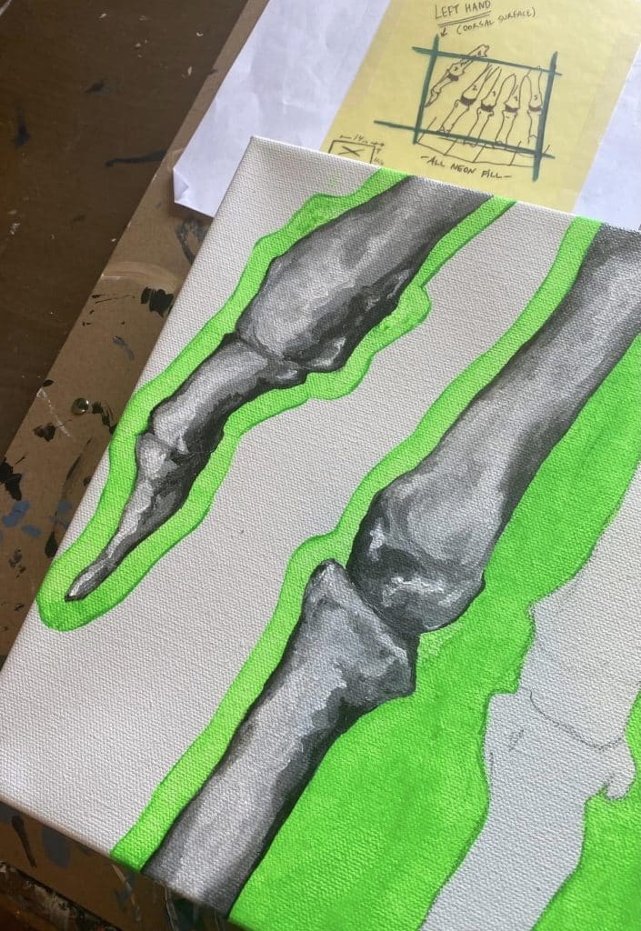 Artwork by Anne custom piece of human anatomy with bright green